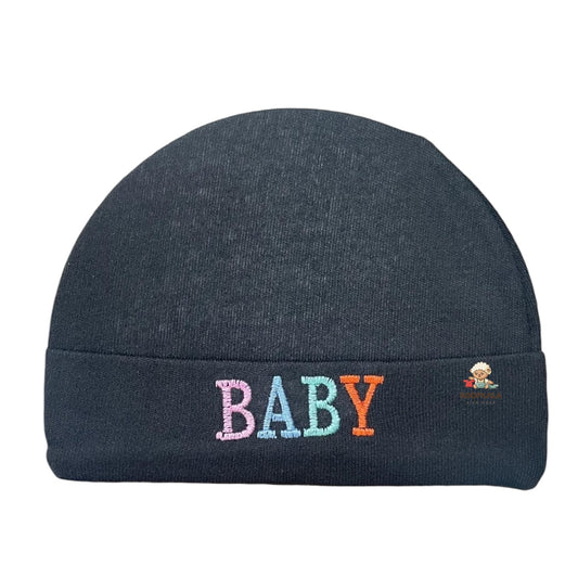 Supersoft Cotton Hosiery Caps for 6 to 12 Months Baby Boys and Baby Girls (plane black)