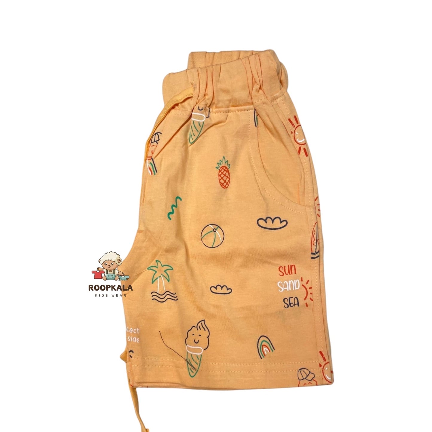 Kids Summer Cord Set with Side Button – T-Shirt & Shorts for Boys 2-3 Years XXL (peach)