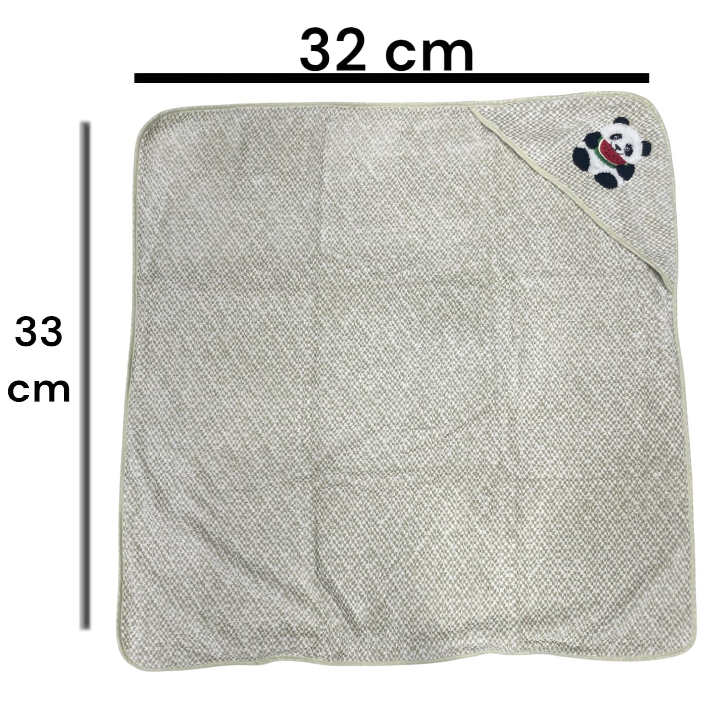 Soft Cotton Hooded Wrapper Cap Towel with Embroidery for Newborns (0–1 Year) – 33cm x 32cm (13in x 12.5in) (mahendi-green)