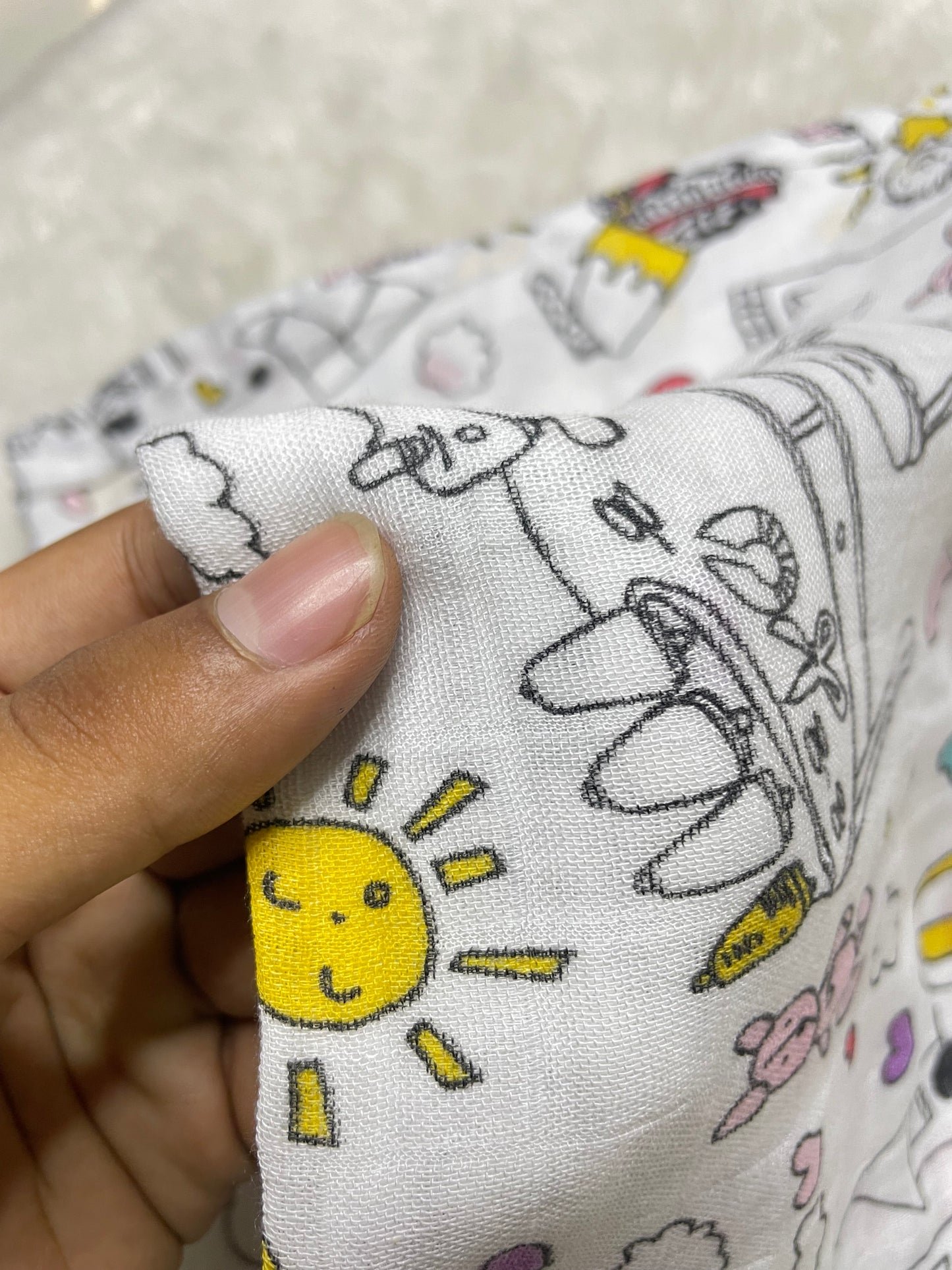 100% Muslin Baby Swaddle – White with Minimal Design (Soft & Breathable)
