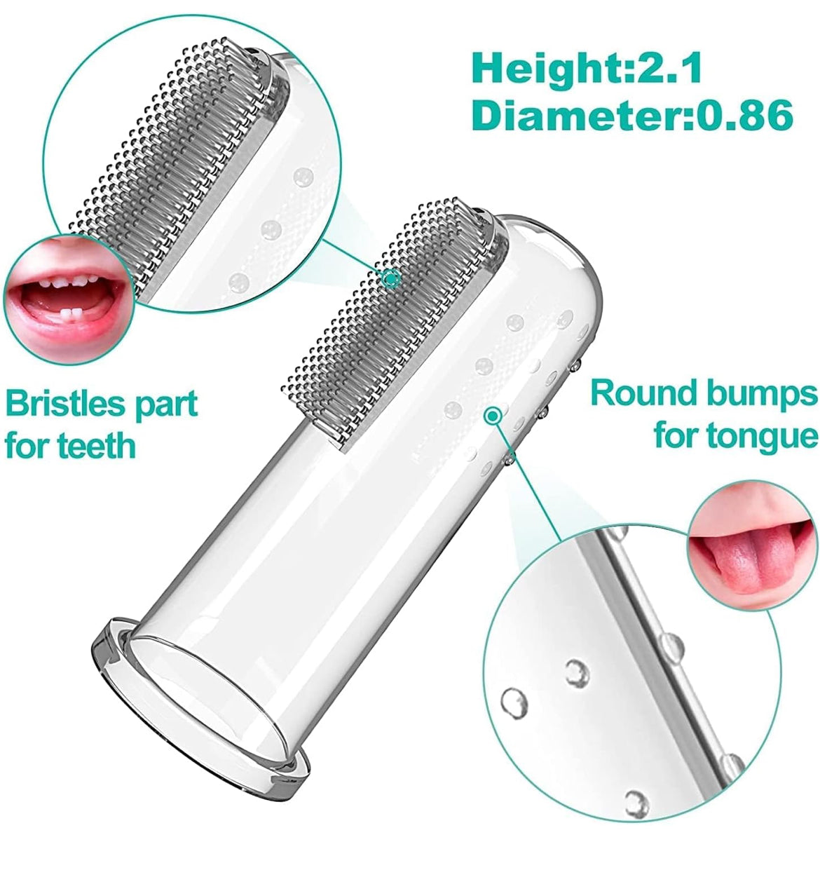 Finger Toothbrush Silicon Made Food Grade Quality with Storage Case (mix any colour)