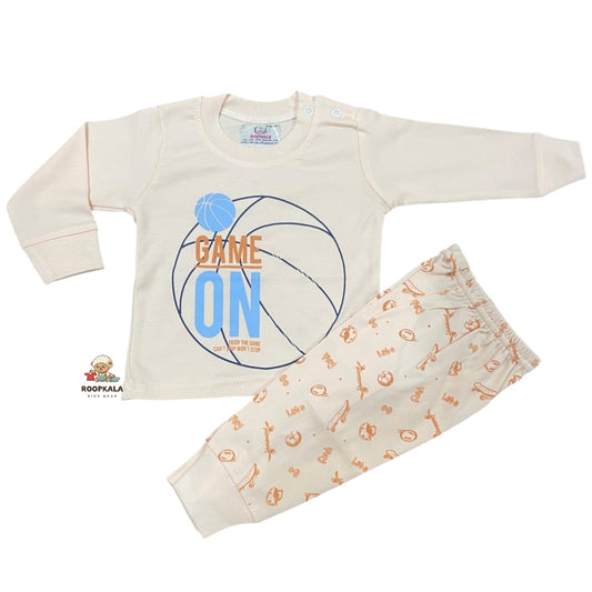 Baby Cotton Suit – Soft & Comfortable Daily Wear for 0-3months (cream)