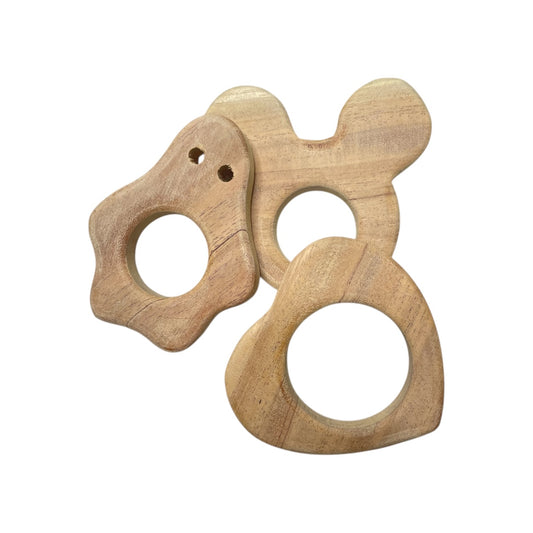 Neem Wooden Teether & Rattle for Babies of Age 0 to 3 Years( 3 piece set)