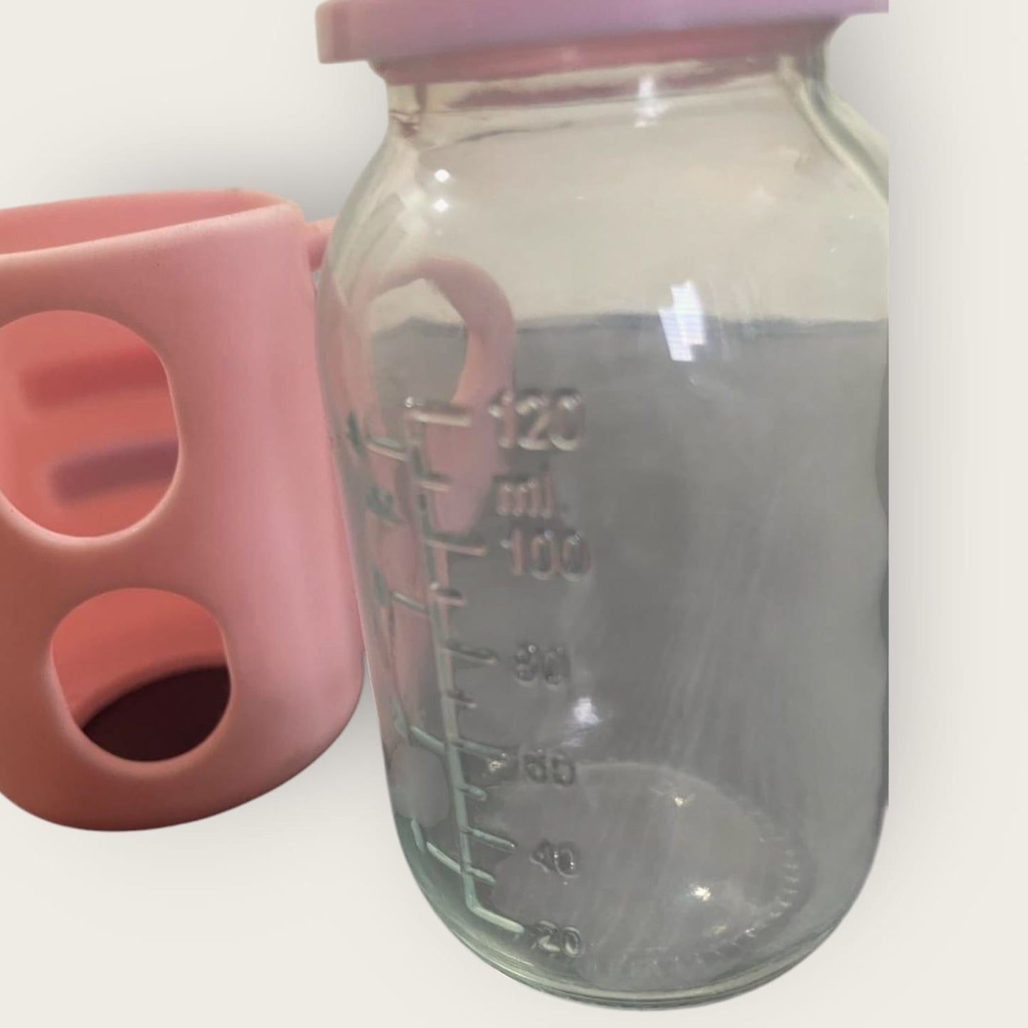 Premium 120 mL Glass Feeding Bottle for Babies | BPA-Free, Heat-Resistant, Anti-Colic Baby Milk Bottle(pink)