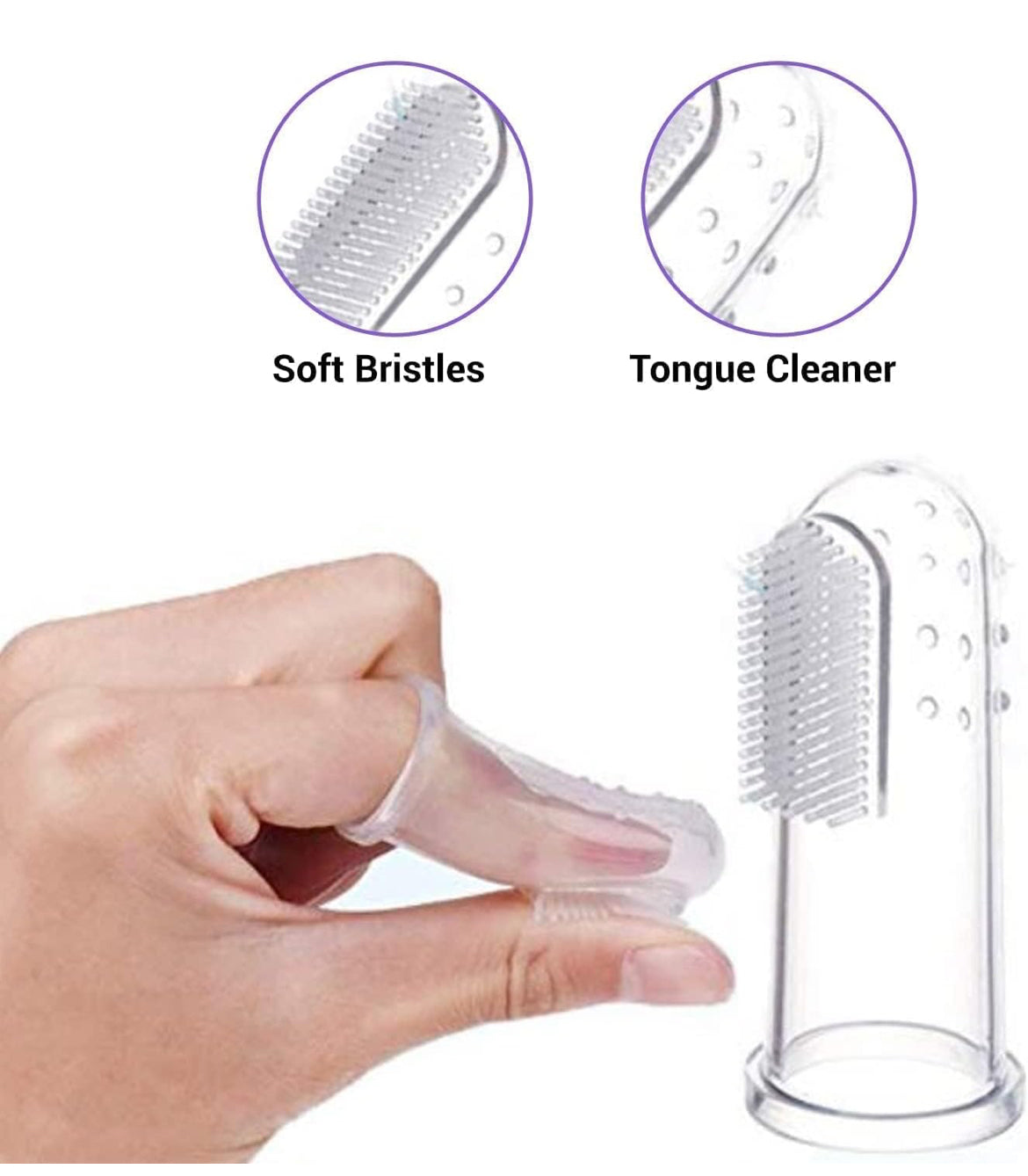 Finger Toothbrush Silicon Made Food Grade Quality with Storage Case (mix any colour)
