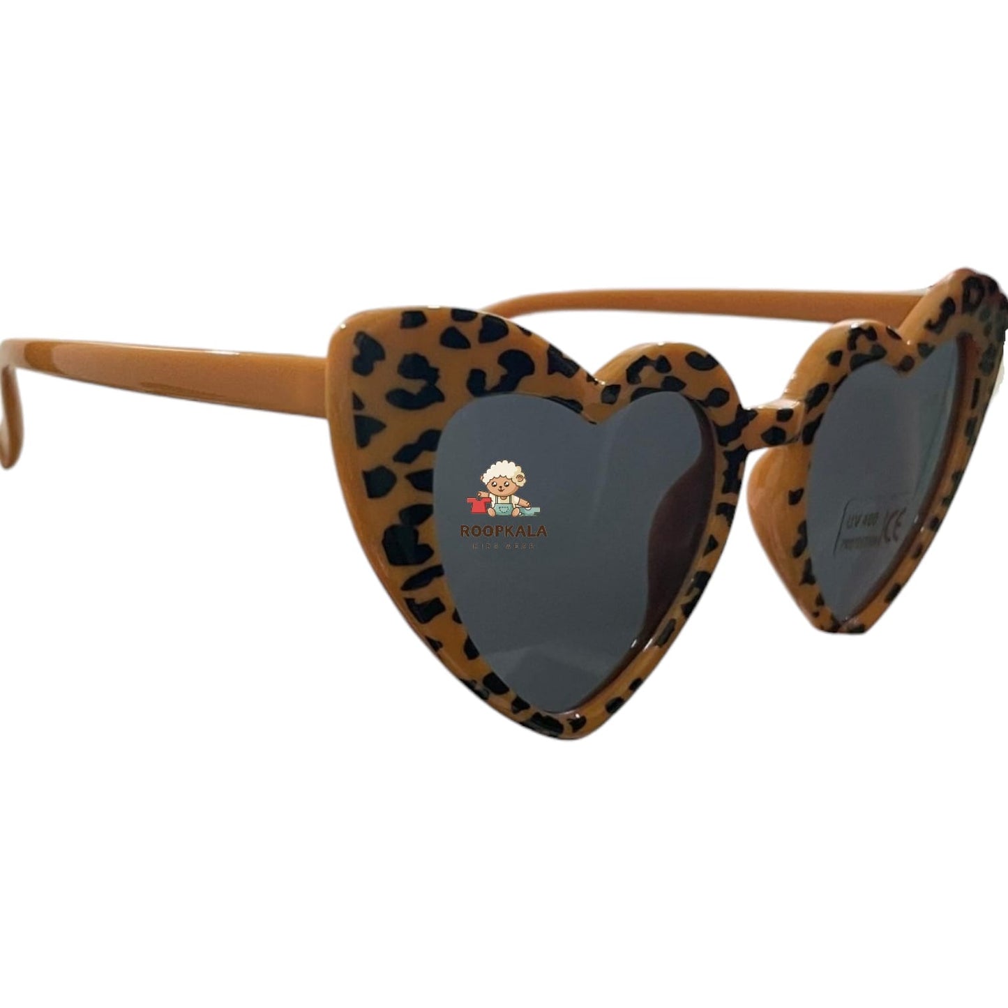 Kids Heart-Shaped Sunglasses with Trendy Animal Print (yellow)