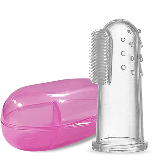 Finger Toothbrush Silicon Made Food Grade Quality with Storage Case (mix any colour)