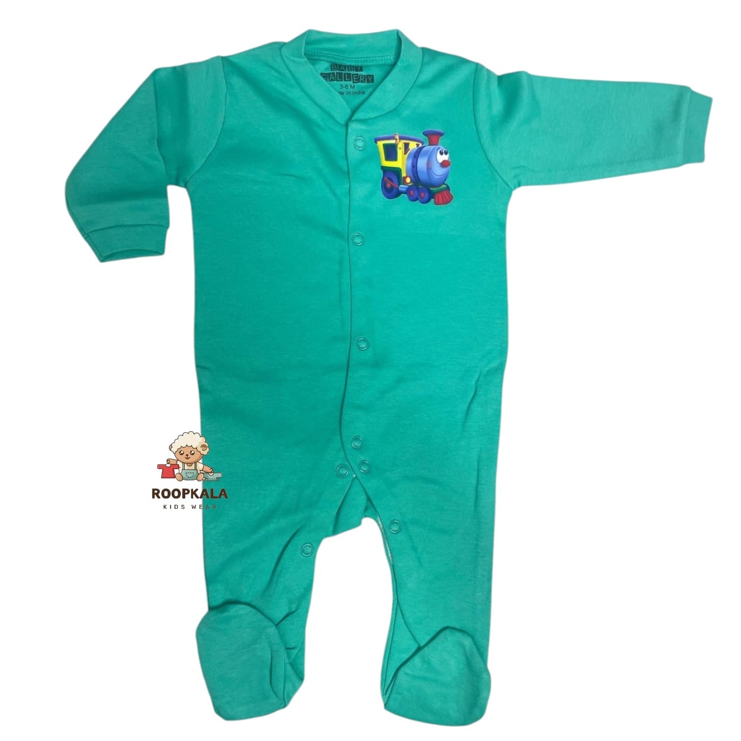 Baby Romper Set of 3 – 3-6 Months | Plain, Stripe & Cartoon Print (set of green-pista)