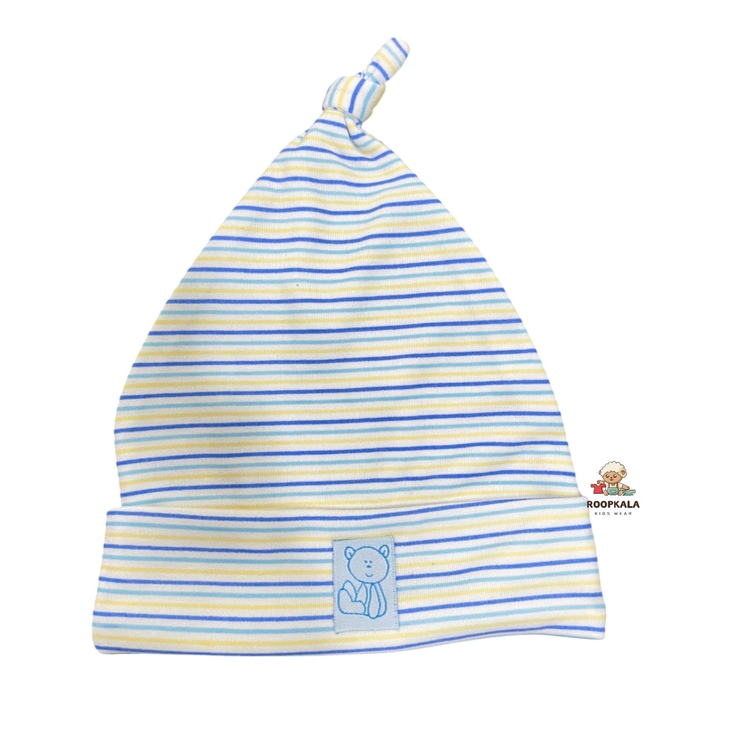 Fancy and Supersoft stretchable Cotton Hosiery Caps for 6 to 12 Months Baby Boys and Baby Girls (blue printed)