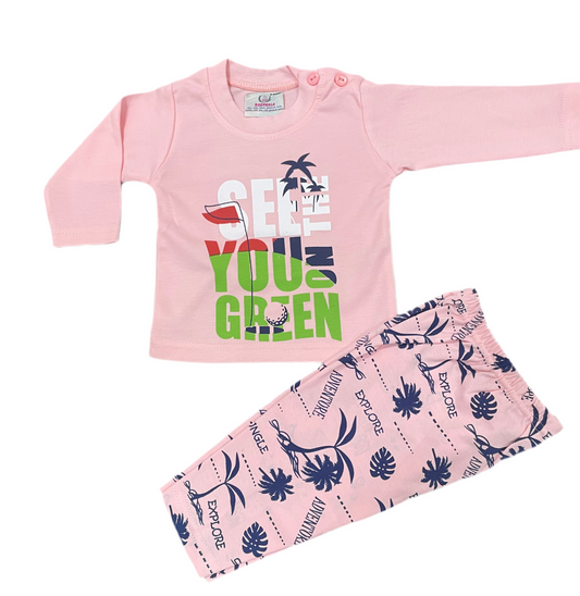 Baby Cotton Suit – Soft & Comfortable Daily Wear for 0-3months (pink)