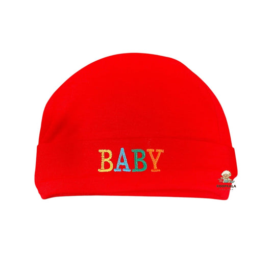 Supersoft Cotton Hosiery Caps for 6 to 12 Months Baby Boys and Baby Girls (plane red)