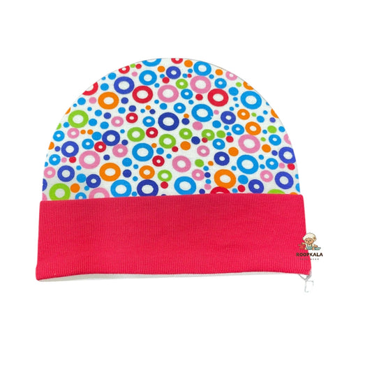 Supersoft Cotton Hosiery Caps for 6 to 12 Months Baby Boys and Baby Girls (all over print red)