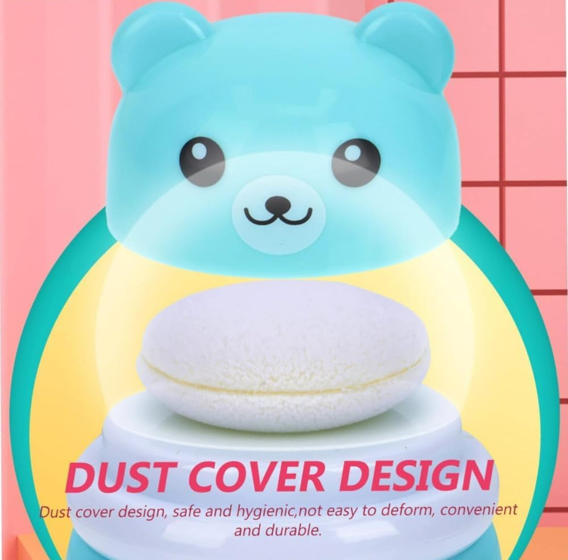 Baby Powder Puff | Baby Powder Puff With Box | Powder Puff With Box Holder Container | Powder Puff For Babies | Puff Powder Box (Panda-Blue),Pack Of 1