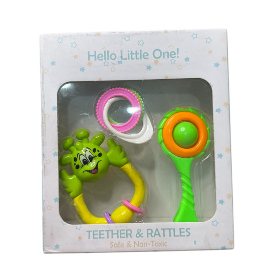 Gift set for baby rattle and teether set with toy 3 piece set