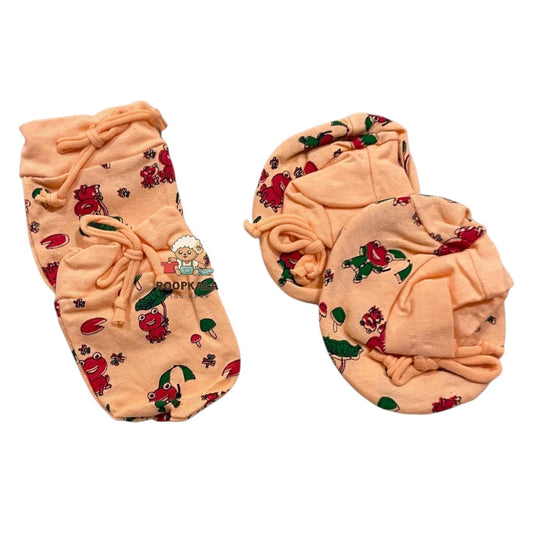 Soft Interlock Knit Baby Mitten & Booties Set – Gentle Thread Design, Perfect for 0-6 months