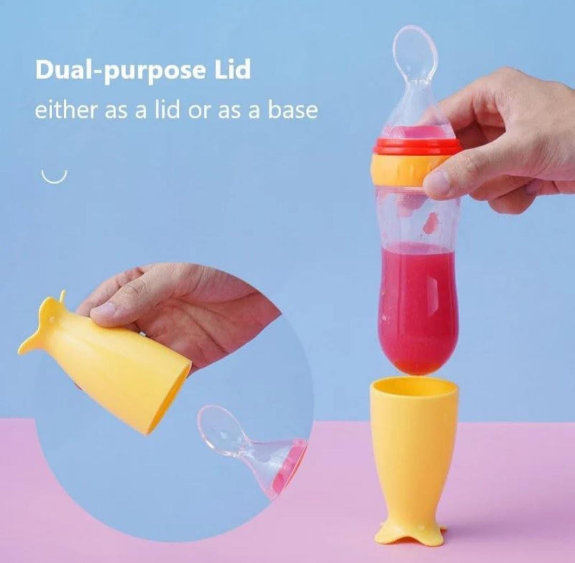 Baby Silicon Squeeze Spoon Feeder-90 ml (mix any colour)