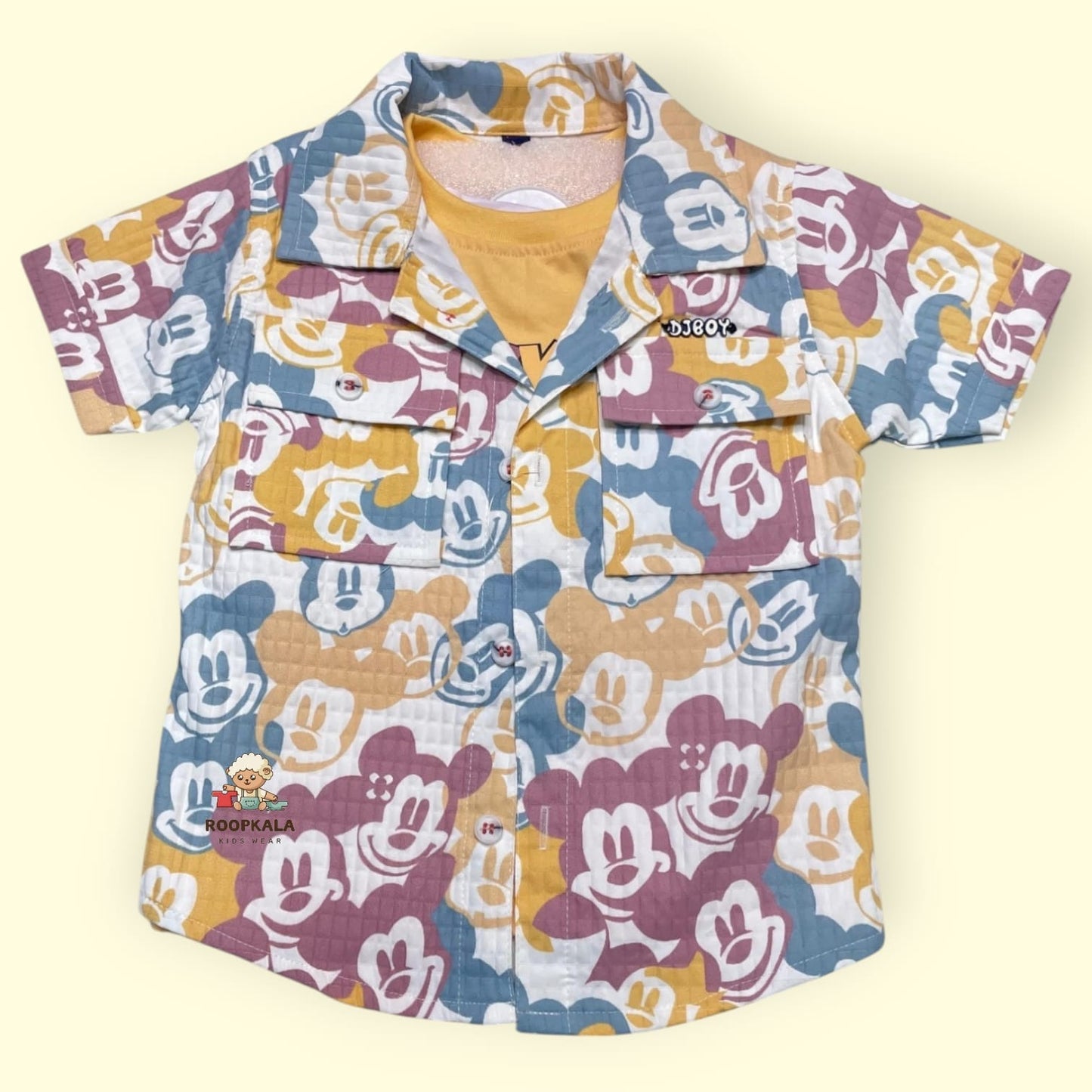 3 Piece Cotton co-ord Set for Baby Boys up to 12 Months – Colorful Cartoon Print Outfit (yellow)