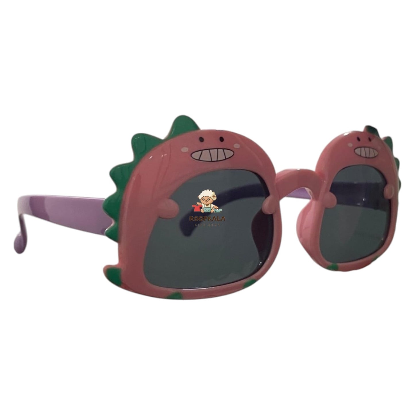 Kids Dinosaur-Themed Sunglasses with Fun Cartoon Frames (pink)