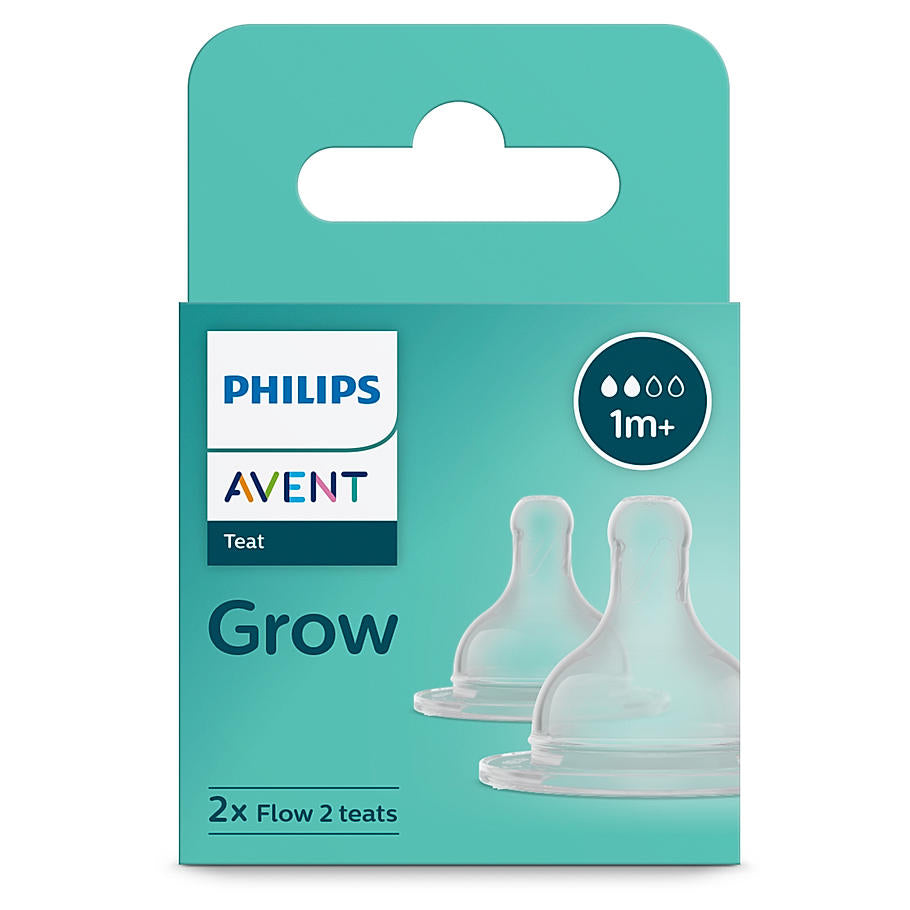 Avent- Grow Teat for Babies aged 1 month and above | Flow 2 | Pack of 2 | Anti Colic | BPA Free | Made in India | SCY096/01