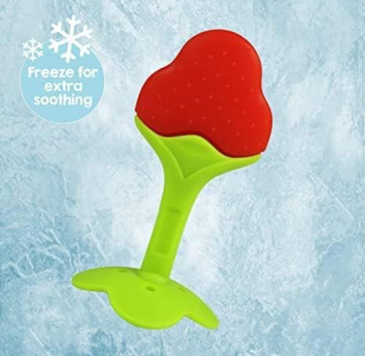 Silicone Teething Toys for 0-12 Month babies/BPA Free Soft and Textured Fruit shaped Silicone Teether Gum Chews Infant Toys/ Baby Fruit Teether and soother pacifier/fruit shaped teether for baby (red)
