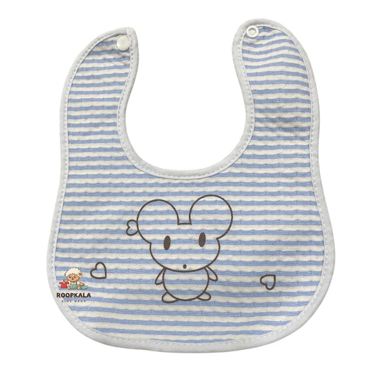 Cartoon Print Baby Bib | Soft Cotton Feeding Bib | Waterproof & Washable Bib for Newborns & Toddlers (Pack of 1) blue