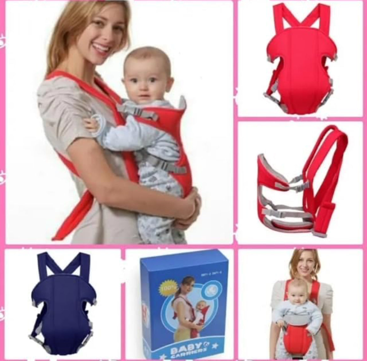 Baby Carrier Bag Adjustable with Comfortable Head Support & Buckle Straps(blue)