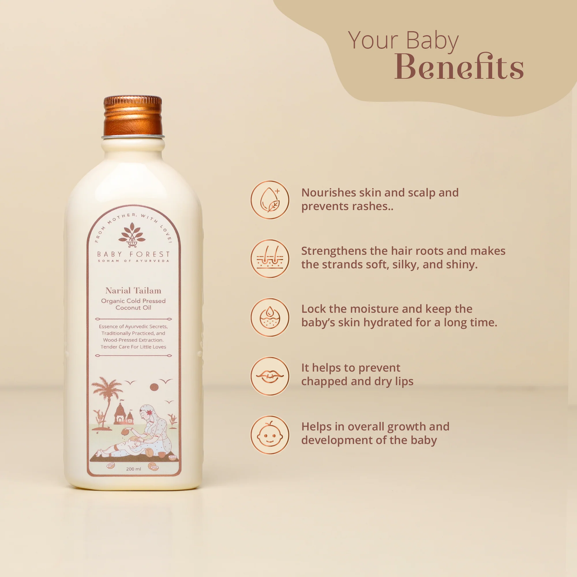 Baby forest Organic Cold Pressed Coconut Oil Narial Tailam 200 ml