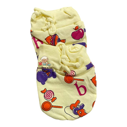 Soft Interlock Knit Baby Mitten & Booties Set – Gentle Thread Design, Perfect for 0-6 months yellow