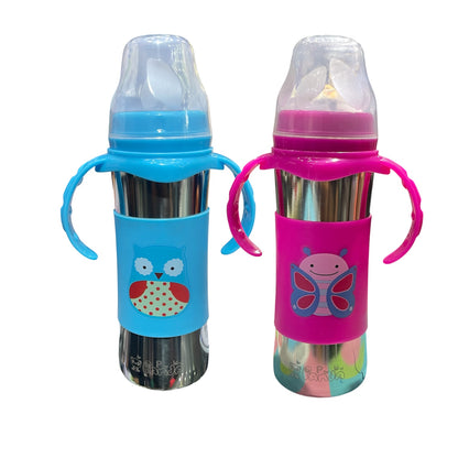 3-in-1 Baby Feeding Bottle with Handles | Stainless Steel Sipper & Straw Cup | BPA Free Toddler Bottle