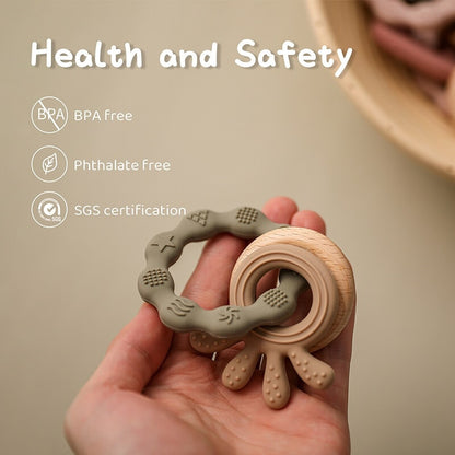 Multi-Texture Silicone Baby Teether Ring Set – BPA Free, Easy Grip Teething Toy for Newborns & Infants