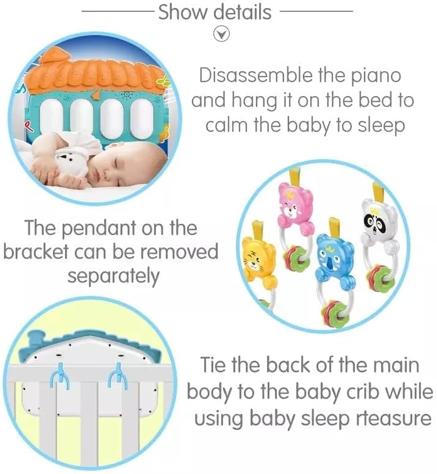 Baby Kids 3 in 1 Play Piano Gym Mat Rack Music Fitness Rack Rattle Toy Play Crawling Mat Early Educational Toy for 0-18 Months Babies (Baby Gym Piano) (3 in 1 (Multicolor))