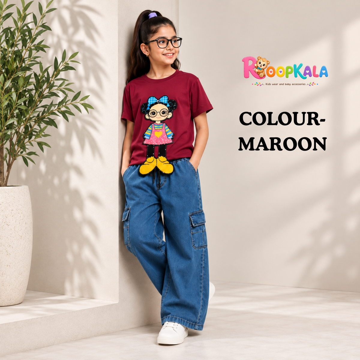 Girls Casual Top T-Shirt & Pant Set | Stylish Printed Design | Comfortable Everyday Wear for Girls