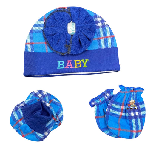 5 Piece Baby Essentials Set – Cotton Cap, Mittens, Booties & Hanky (0–6 Months)