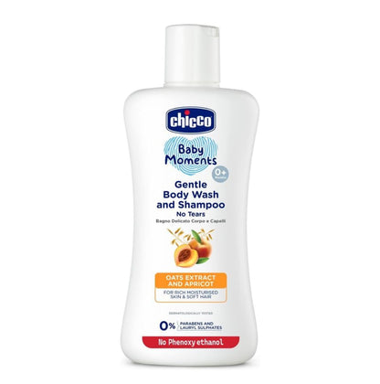Chicco Baby Moments Gentle Body Wash And Shampoo For Rich Moisturised Skin & Soft Hair 200ml