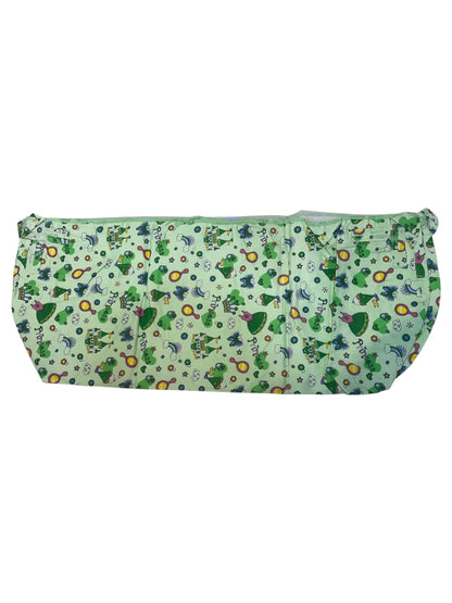 Cartoon All Over Print Baby Khoya with Net – Affordable & Safe (Up to 1 Year) green