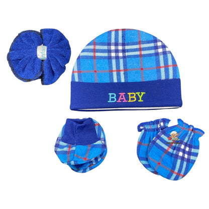 5 Piece Baby Essentials Set – Cotton Cap, Mittens, Booties & Hanky (0–6 Months)