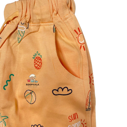 Kids Summer Cord Set with Side Button – T-Shirt & Shorts for Boys 2-3 Years XXL (peach)