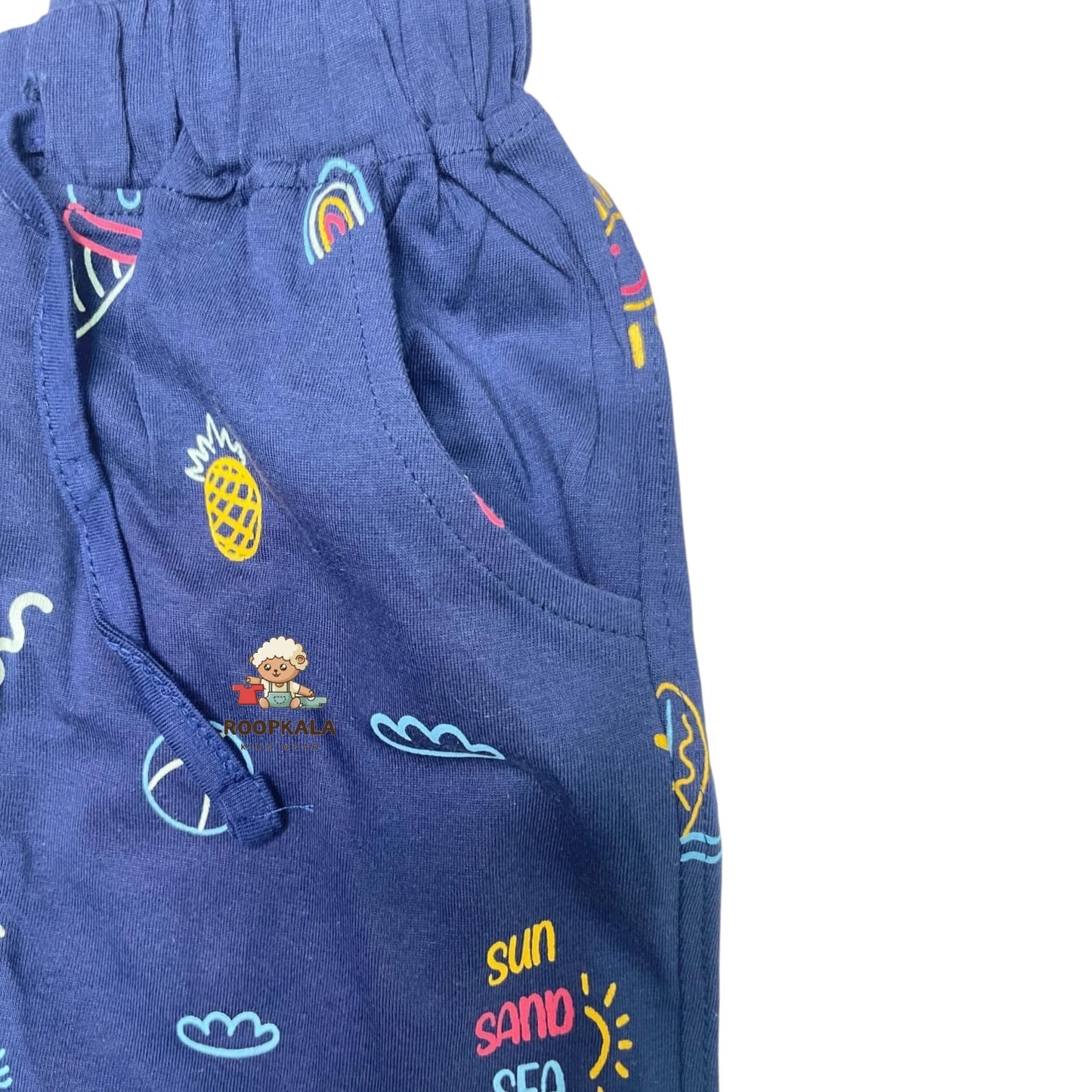 Kids Summer Cord Set with Side Button – T-Shirt & Shorts for Boys 2-3 Years XXL (blue)