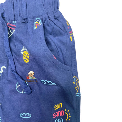 Kids Summer Cord Set with Side Button – T-Shirt & Shorts for Boys 2-3 Years XXL (blue)