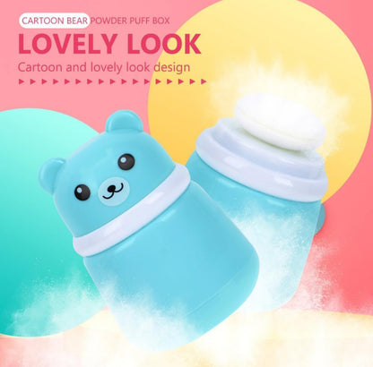 Baby Powder Puff | Baby Powder Puff With Box | Powder Puff With Box Holder Container | Powder Puff For Babies | Puff Powder Box (Panda-Blue),Pack Of 1
