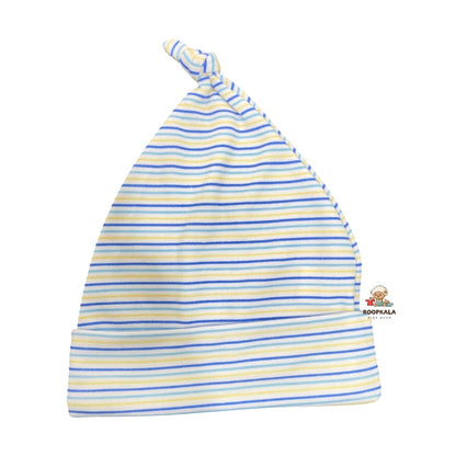 Fancy and Supersoft stretchable  Cotton Hosiery Caps for 6 to 12 Months Baby Boys and Baby Girls (blue printed)