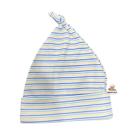 Fancy and Supersoft stretchable  Cotton Hosiery Caps for 6 to 12 Months Baby Boys and Baby Girls (blue printed)