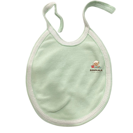 Soft Cotton Baby Bib | Plain Feeding Bib for Newborns & Infants | Lightweight & Washable (Pack of 1) green