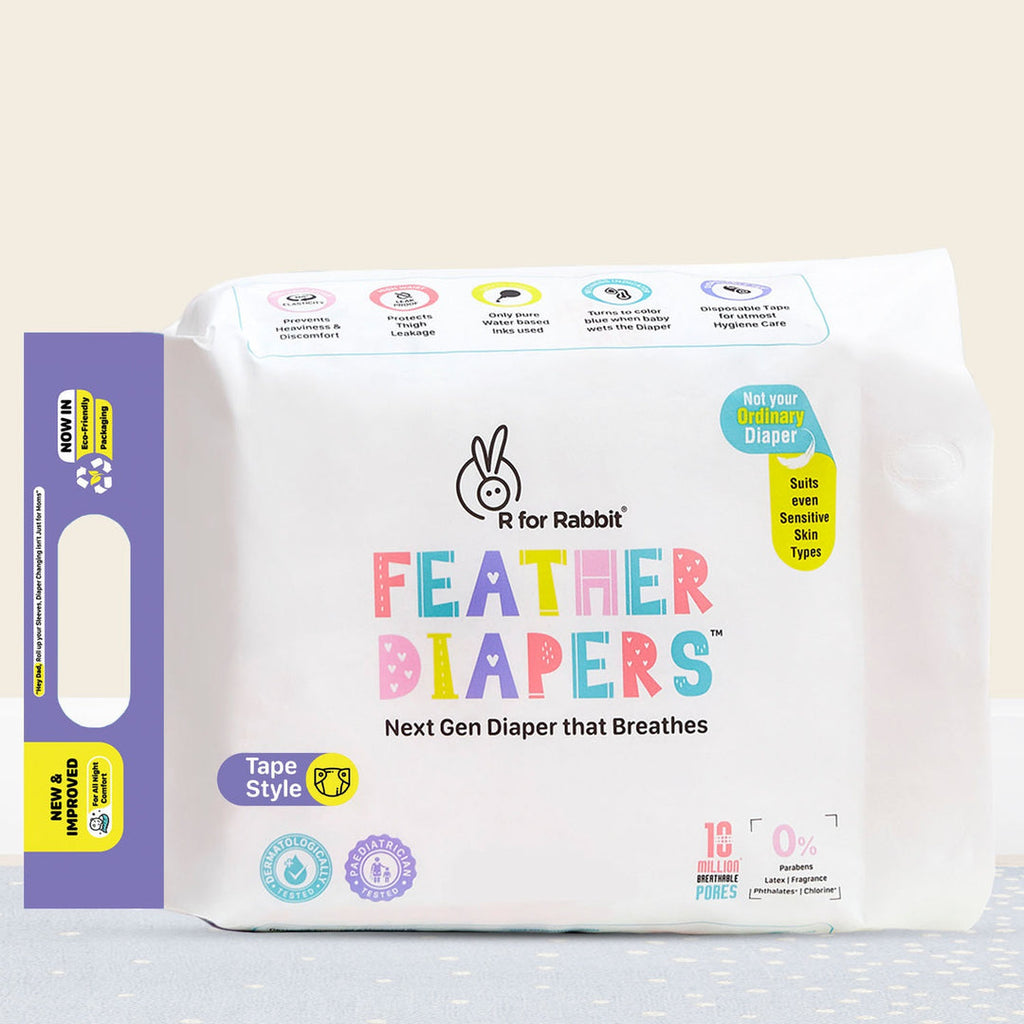 Rfor Rabbit R For Rabbit Feather Tape Style Diaper with Fast Absorption Technology Size extra small (xs)- Pack of 22