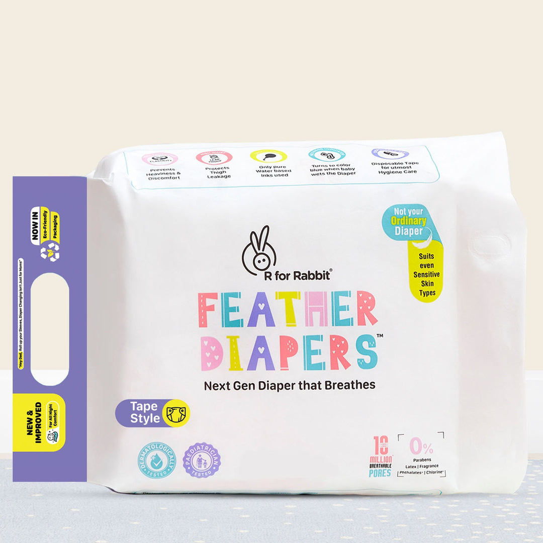 Rfor Rabbit R For Rabbit Feather Tape Style Diaper with Fast Absorption Technology Size extra small (xs)- Pack of 22