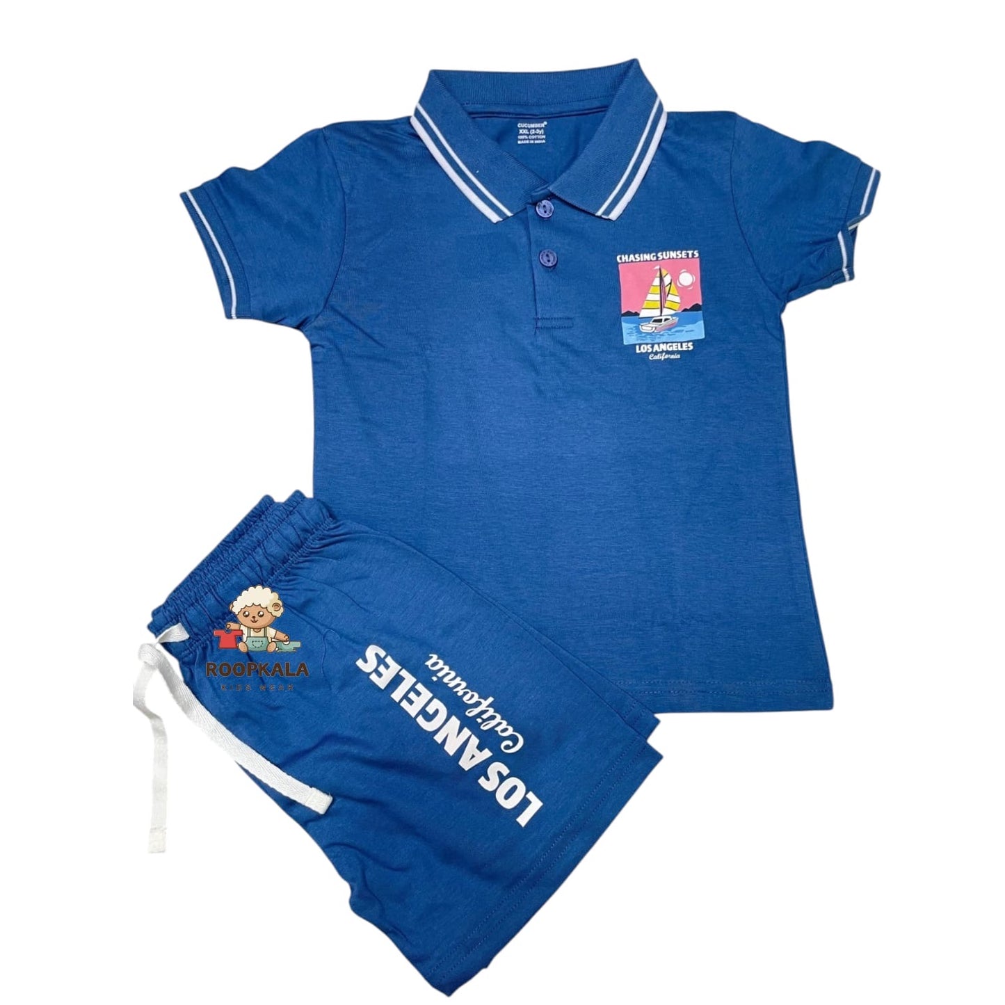 Premium Summer Outfit Set for Boys – Polo T-Shirt & Shorts | 2-3 Years (blue)