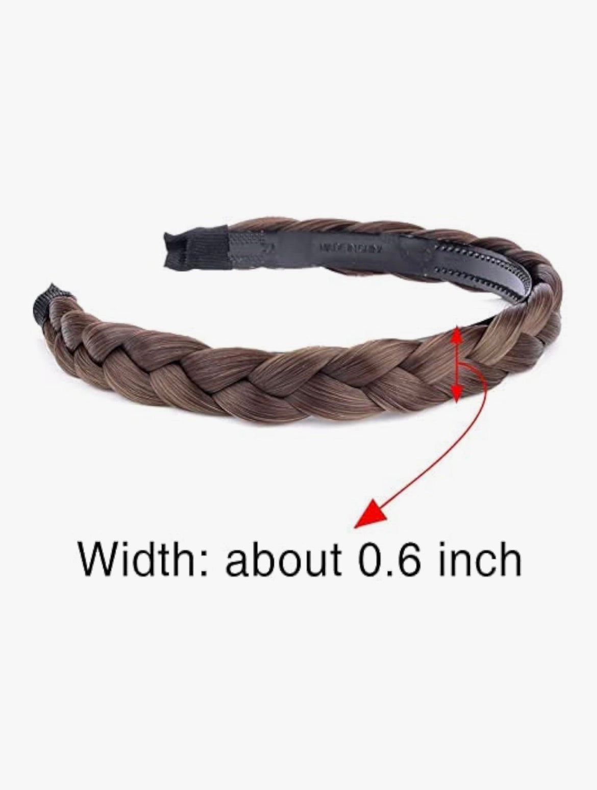 Headband Synthetic Hair Plaited Headband Braid Braided With Teeth Hair Band Accessories for Women Girl Wide 0.6 Inch (Black)