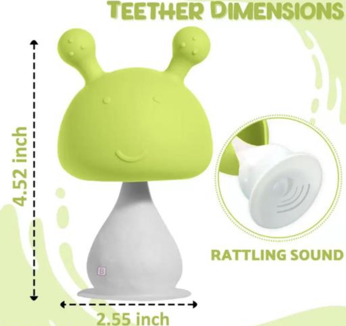 Baby Teether Toys Rattle Mushroom Shape, Baby Teether Silicone Teether (mix any colour)