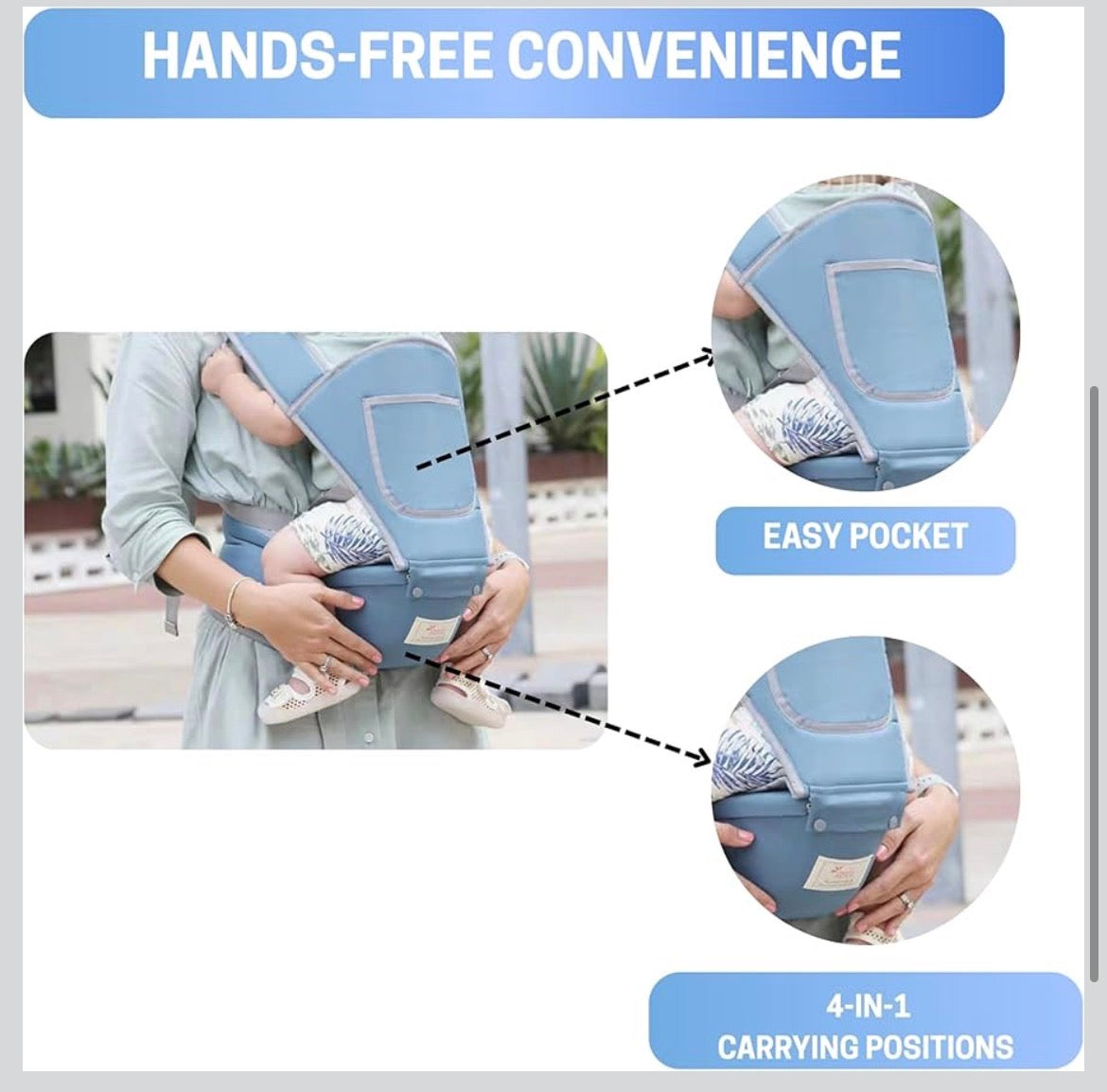 Baby Hip Seat Carrier | Adjustable Baby Carrier with Lumbar Support | Soft & Comfortable Travel Carrier for Infants & Toddlers |20 kg capacity