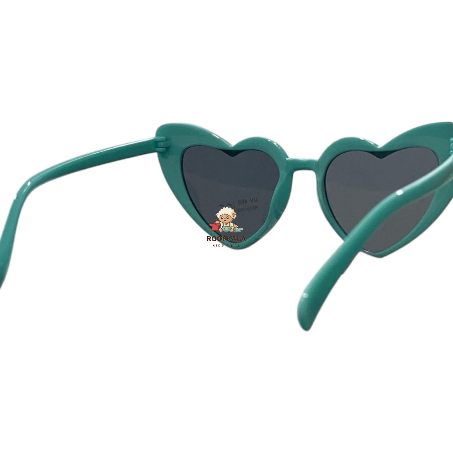 Kids Heart-Shaped Sunglasses with Trendy Animal Print (blue-aqua)